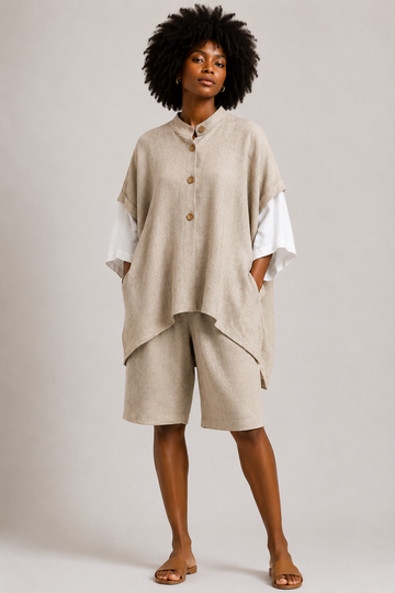 Beige Shirt and Cullotes set
