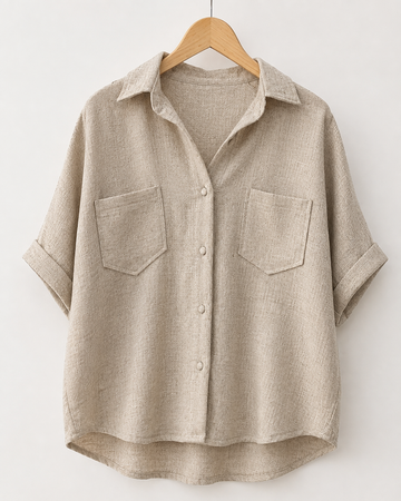 Beige Short-Sleeve Crop Top