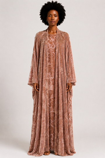 Classic Cape dress with slip Peach Velvet