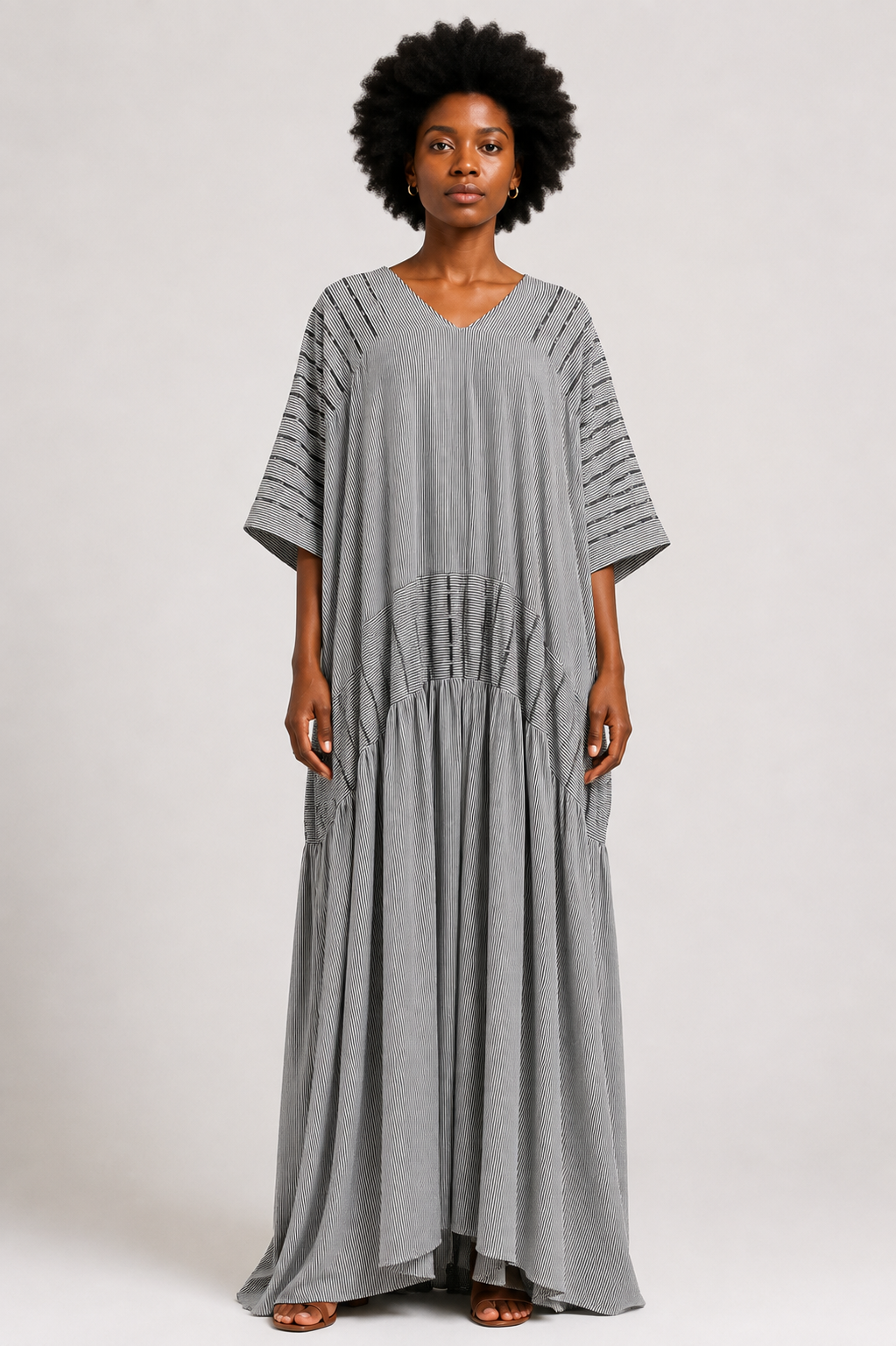 Diani Maxi Stripe White and Black Dress
