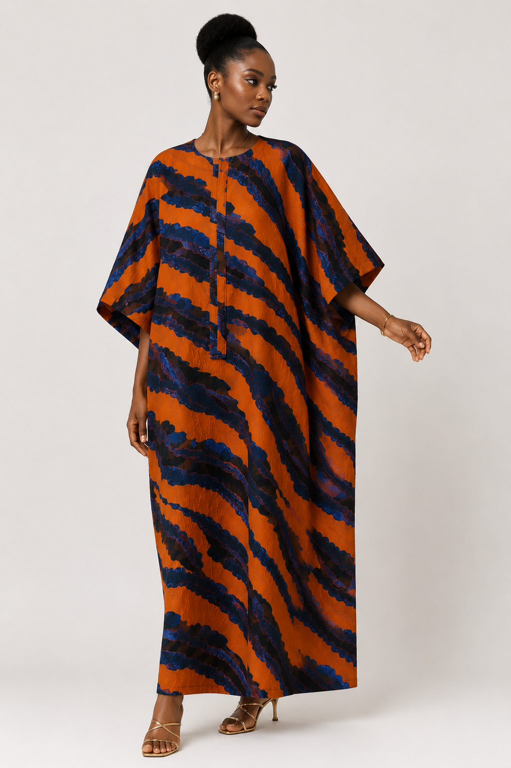 Orange and Blue Bubu with Scarf and Inner wear