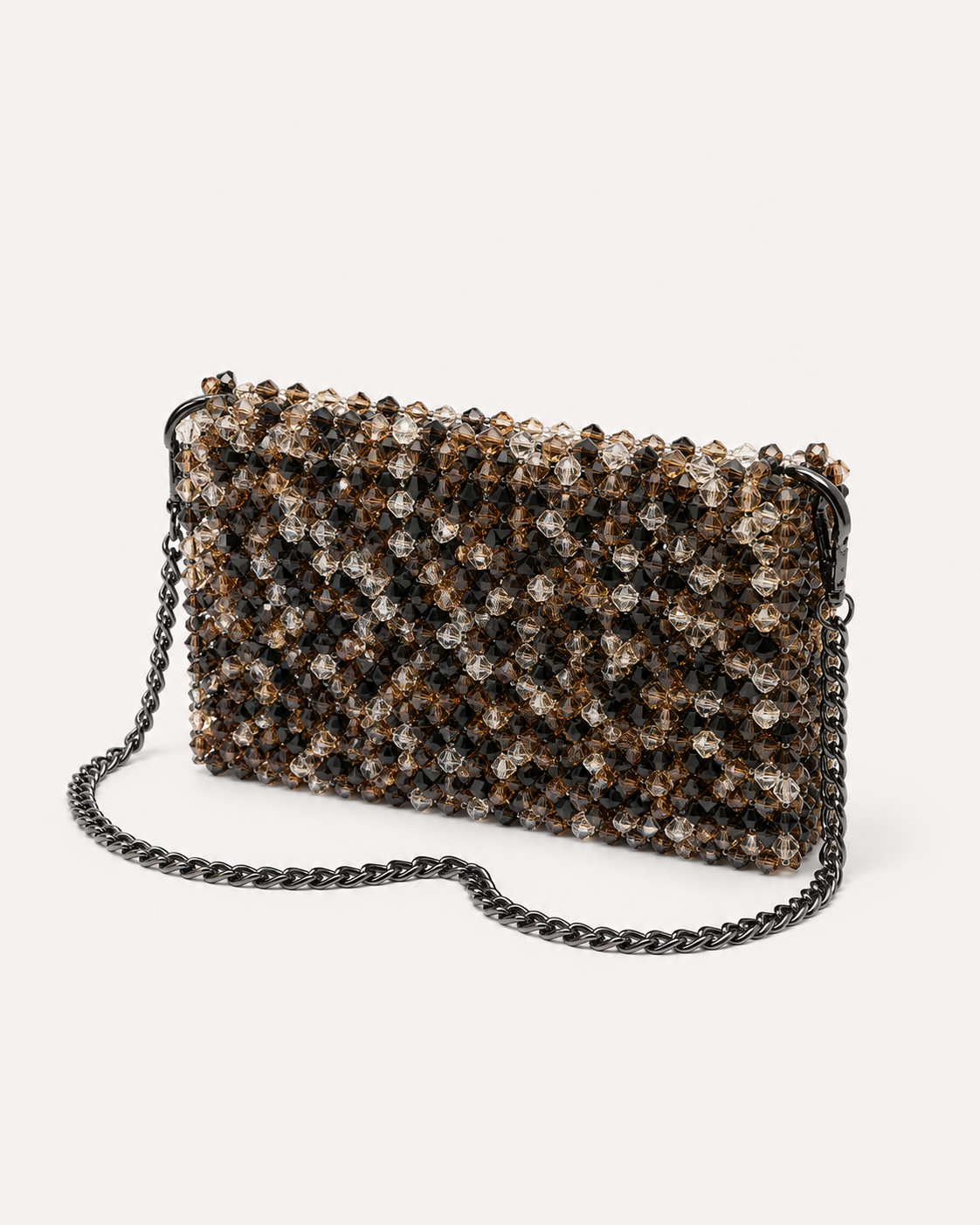 Boma Beaded Shoulder Bag with Silver Chain Strap