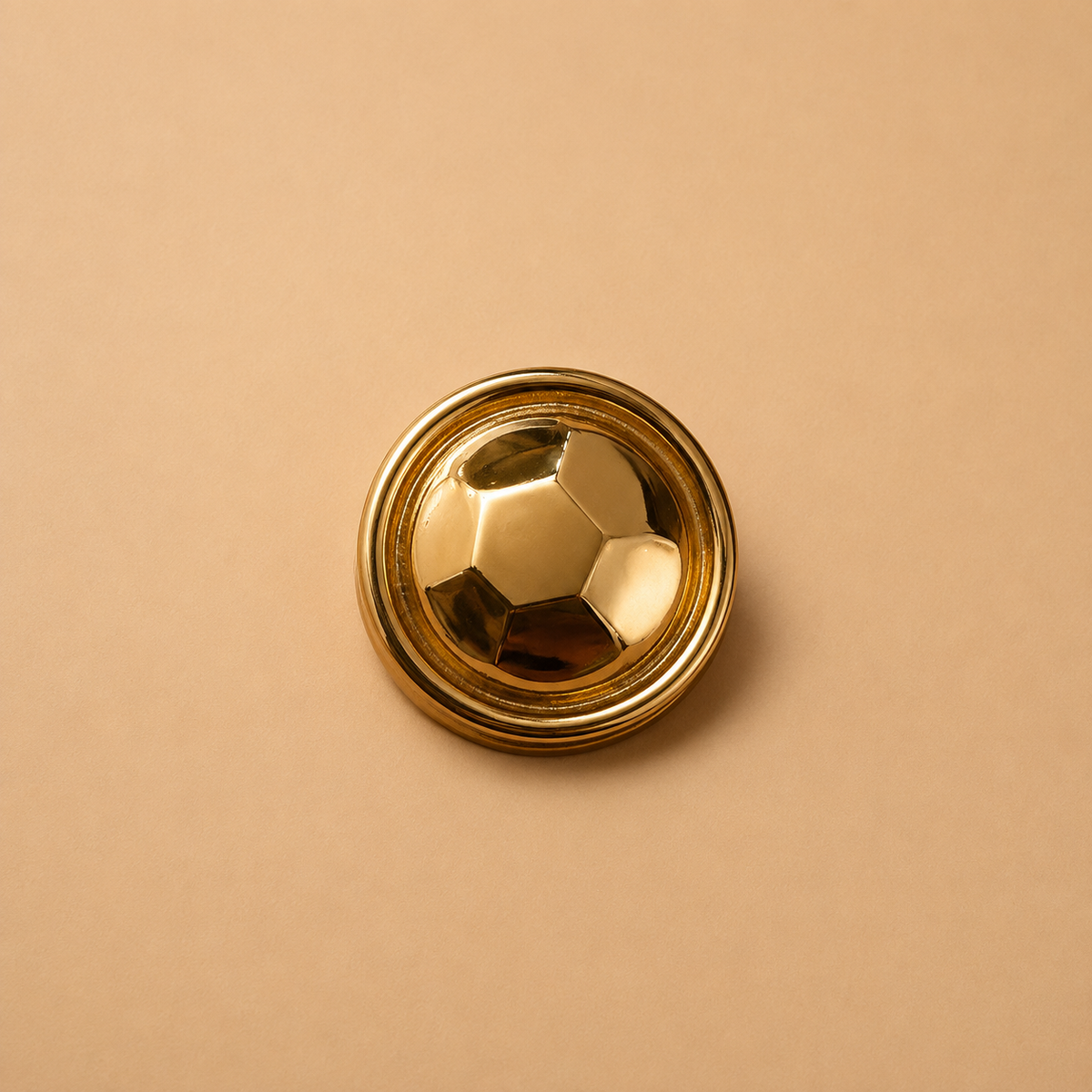 Sculptural Hexagon-Faceted Gold Statement Brooch