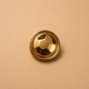 Sculptural Hexagon-Faceted Gold Statement Brooch