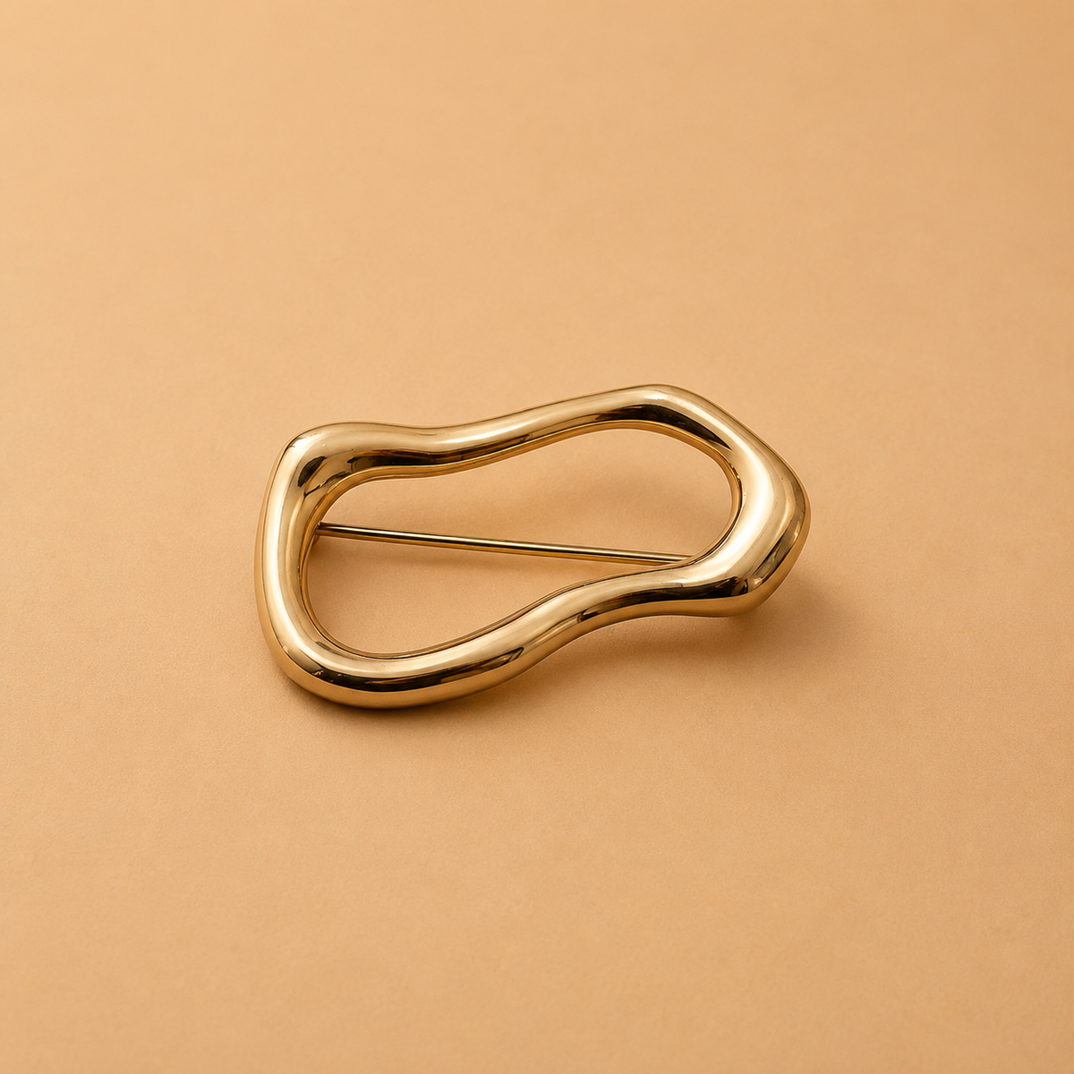 Abstract Organic Wave Gold Sculptural Brooch