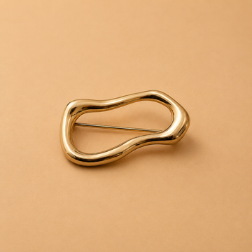 Abstract Organic Wave Gold Sculptural Brooch