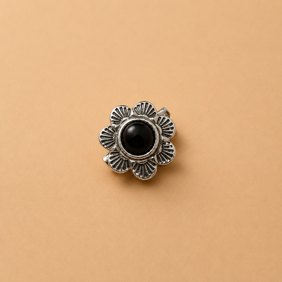 Vintage-Inspired Sculptural Silver Rosette Brooch