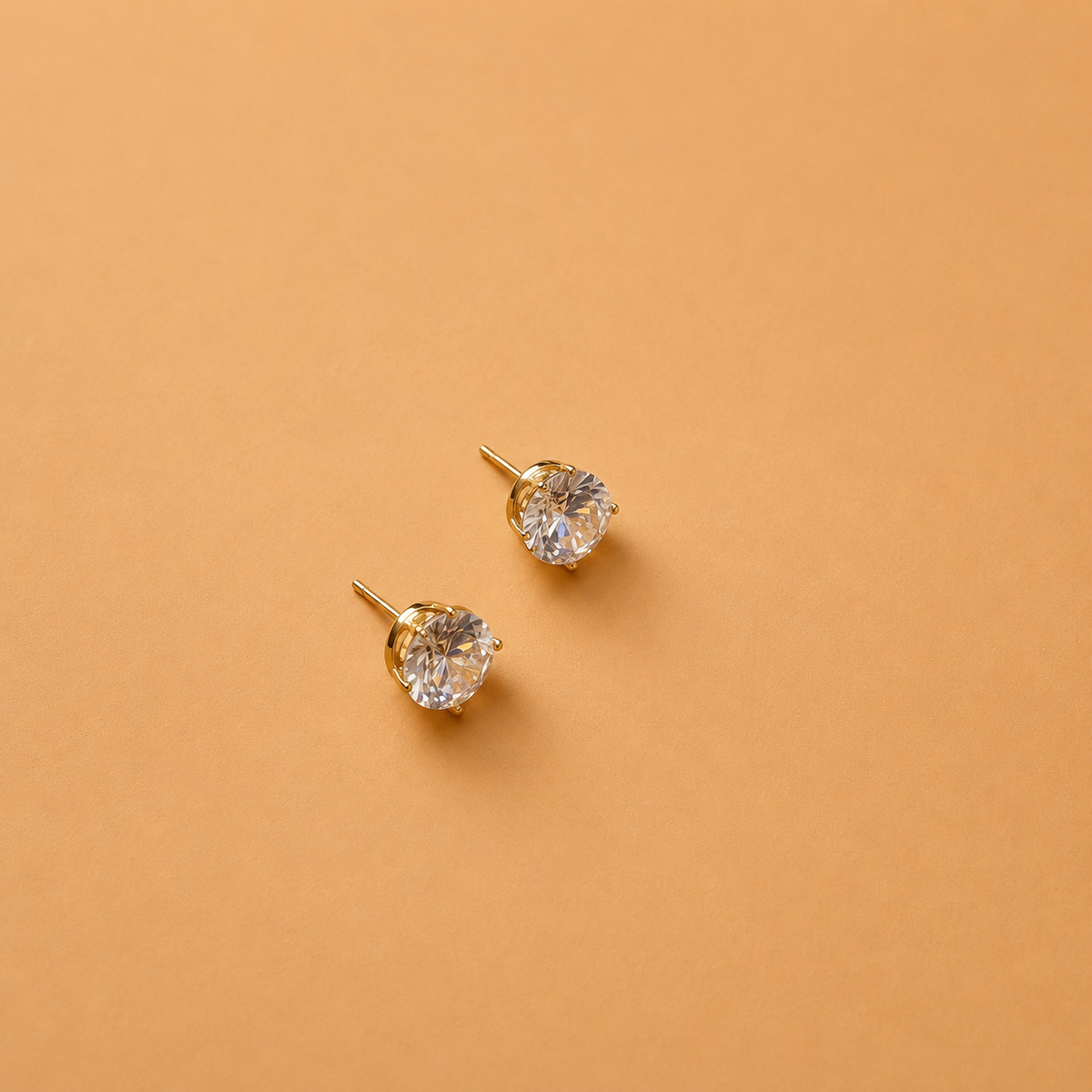 Classic Round-Cut Crystal Zirconia Stud Earrings