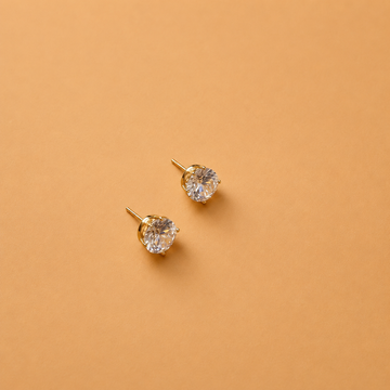 Classic Round-Cut Crystal Zirconia Stud Earrings