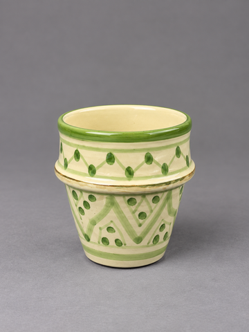 Hand-Painted Green Geometric Ceramic Cup