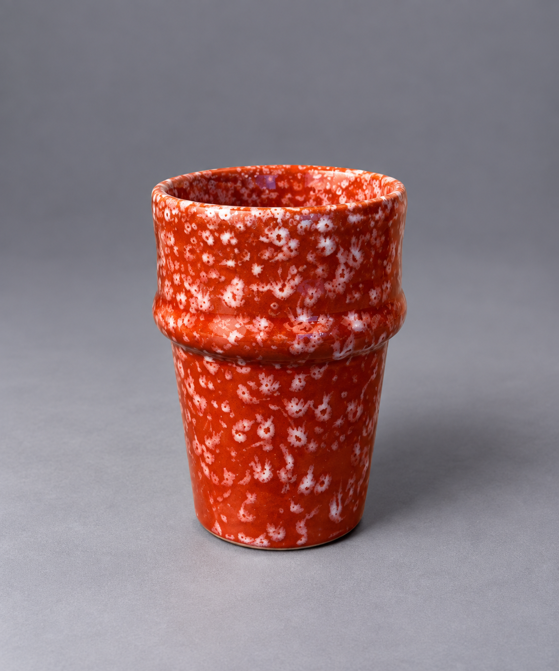 Red and White Speckled Ceramic Tumbler