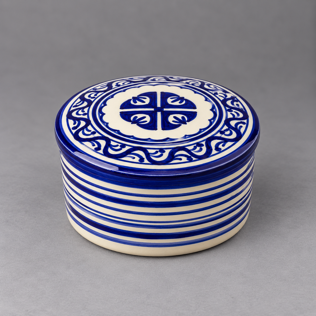 Hand-Painted Moroccan Ceramic Sauce Bowl with Lid