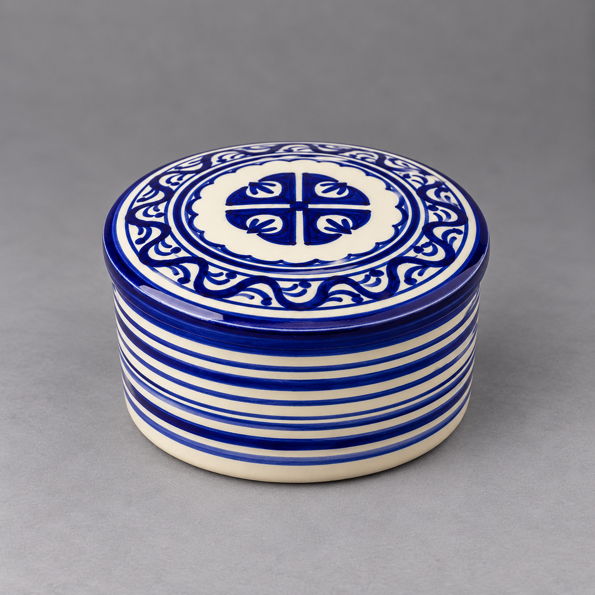 Hand-Painted Moroccan Ceramic Sauce Bowl with Lid