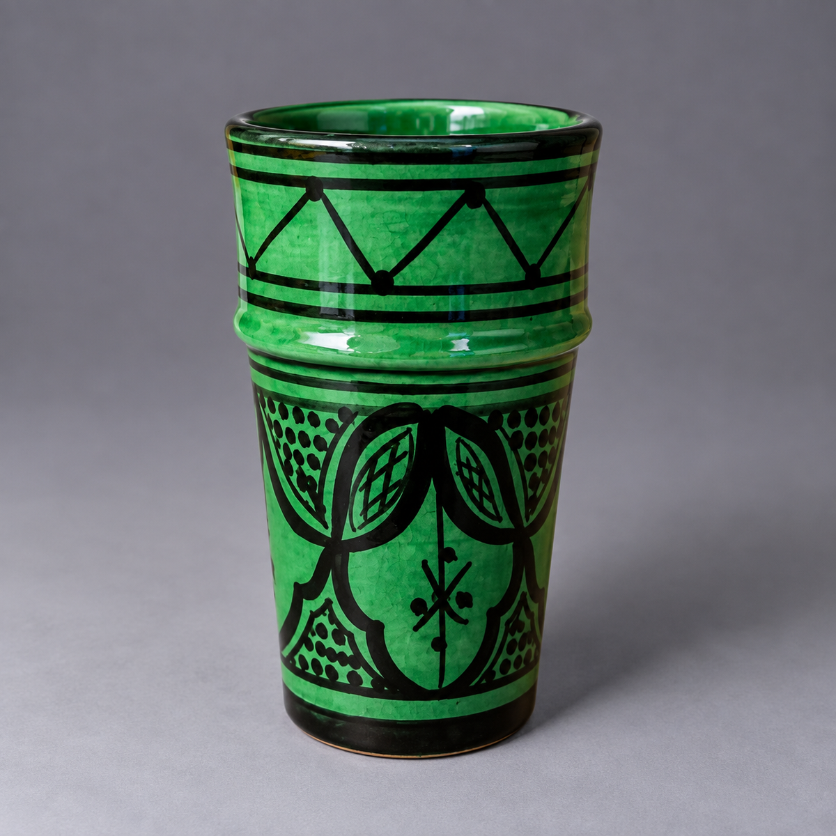 Hand-Painted Moroccan Glazed Ceramic Cup & Tumbler