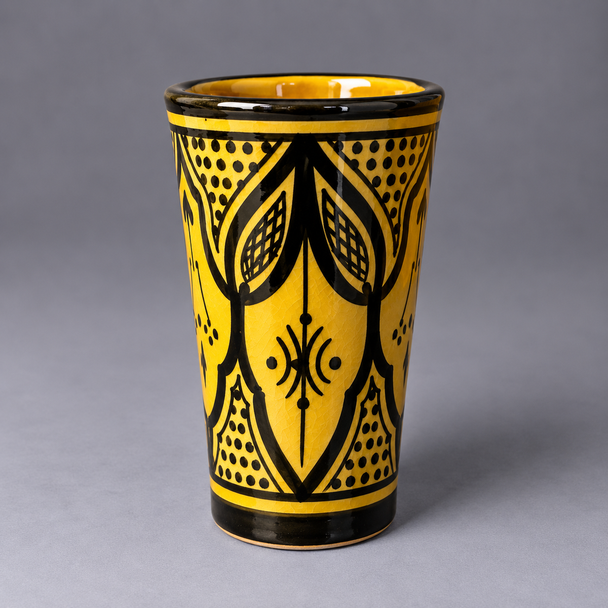 Hand-Painted Moroccan Glazed Ceramic Cup & Tumbler