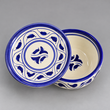 Hand-Painted Blue & White Moroccan Ceramic Dish Set