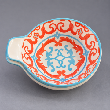 Vibrant Terracotta & Sky Blue Ceramic Sauce Bowl