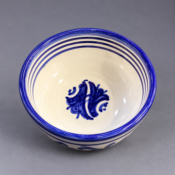 Hand-Painted Blue & White Moroccan Glazed Ceramic Saucer