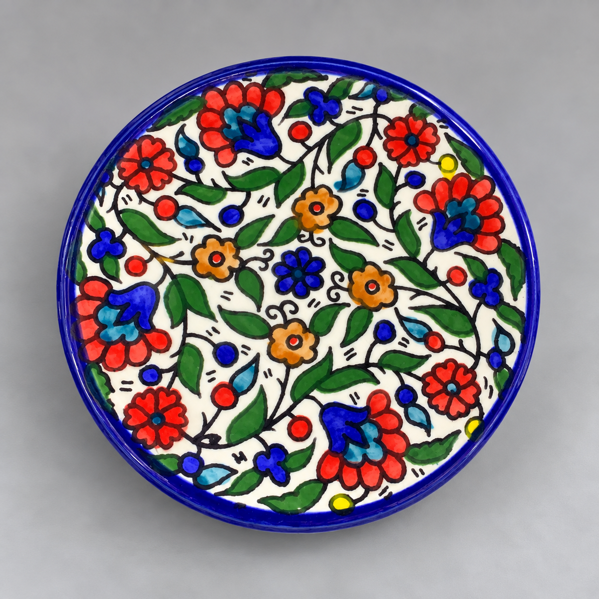Hand-Painted Floral Ceramic Plate & Decorative Coaster 3in1 set