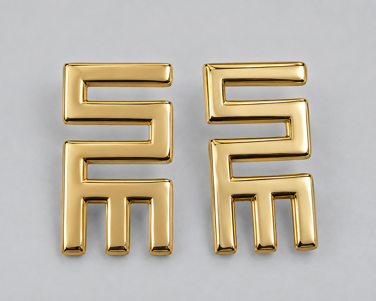 Gold Nkyinkyim Earrings