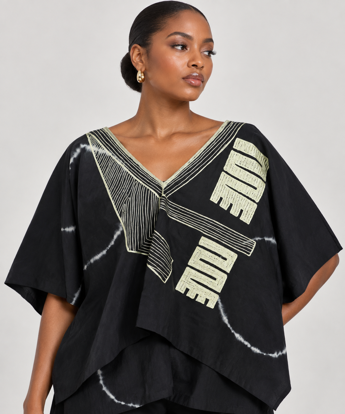 Embroidered V-Neck buba sokoto and shorts set