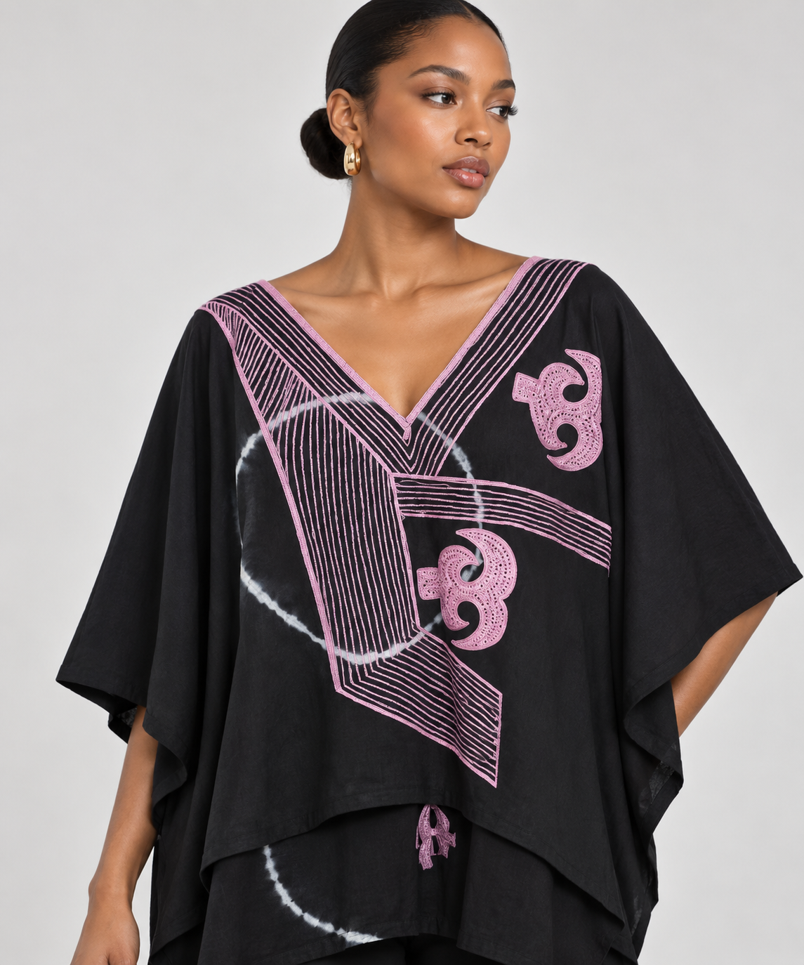 Embroidered V-Neck buba sokoto and shorts set