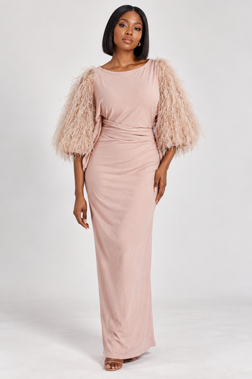 Blush Pink Feather Sleeve Iro and Buba