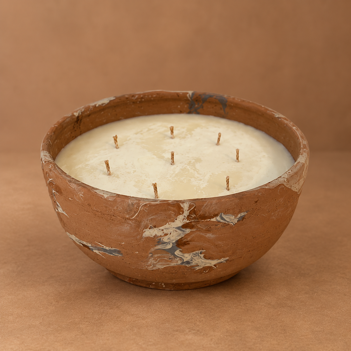 Marbled Terracotta Multi-Wick Bowl Candle