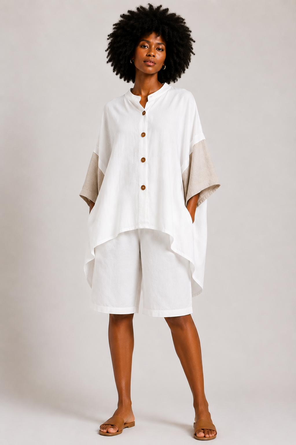 Beige Shirt and Cullotes set