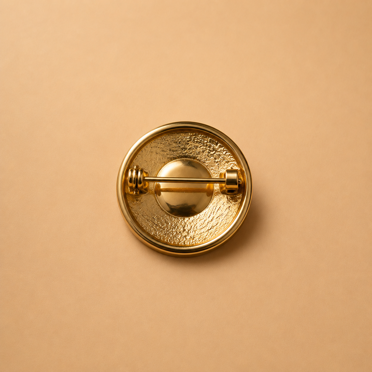 Sculptural Hexagon-Faceted Gold Statement Brooch