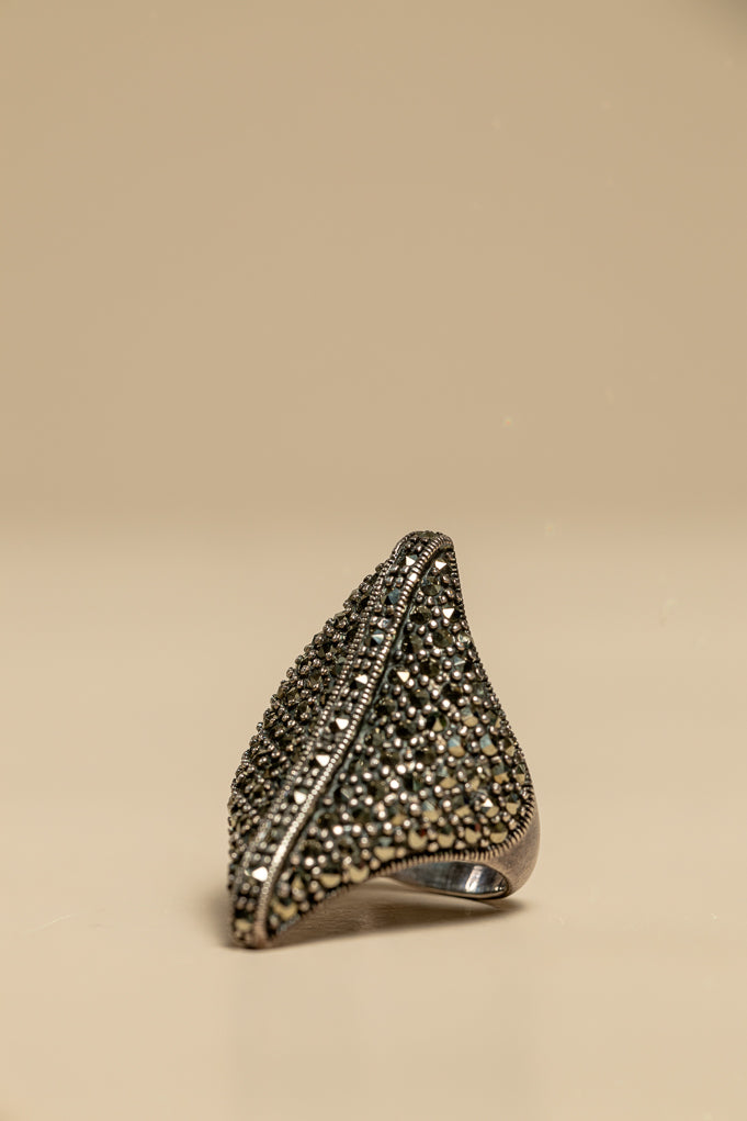 Black Diamond Silver Ring