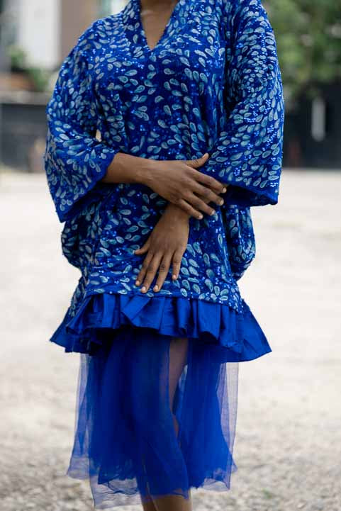 Sequined Velvet Dress with Tulle Skirt/ iro and buba