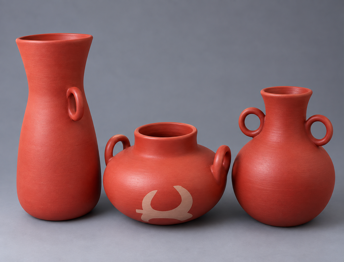 Textured Matte Black Ceramic Vase Collection