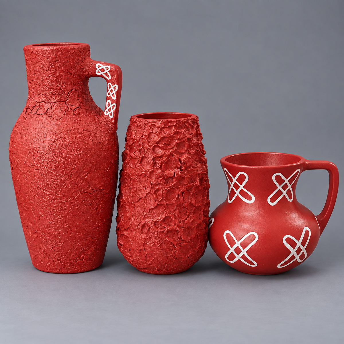 Textured Matte Black Ceramic Vase Collection