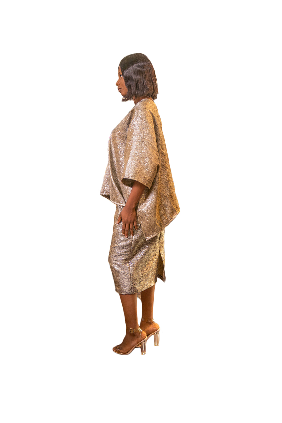 Damask v neck top and skirt
