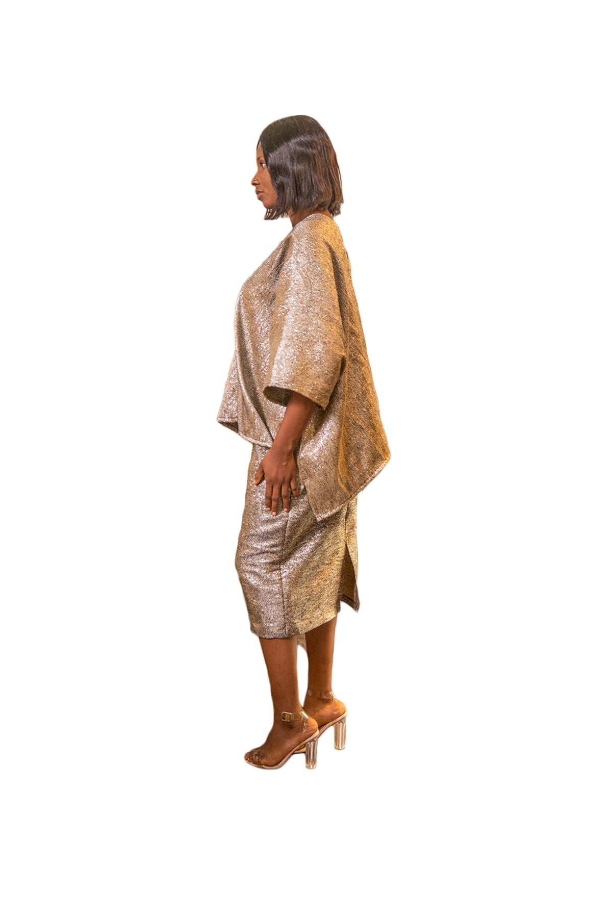 Damask v neck top and skirt