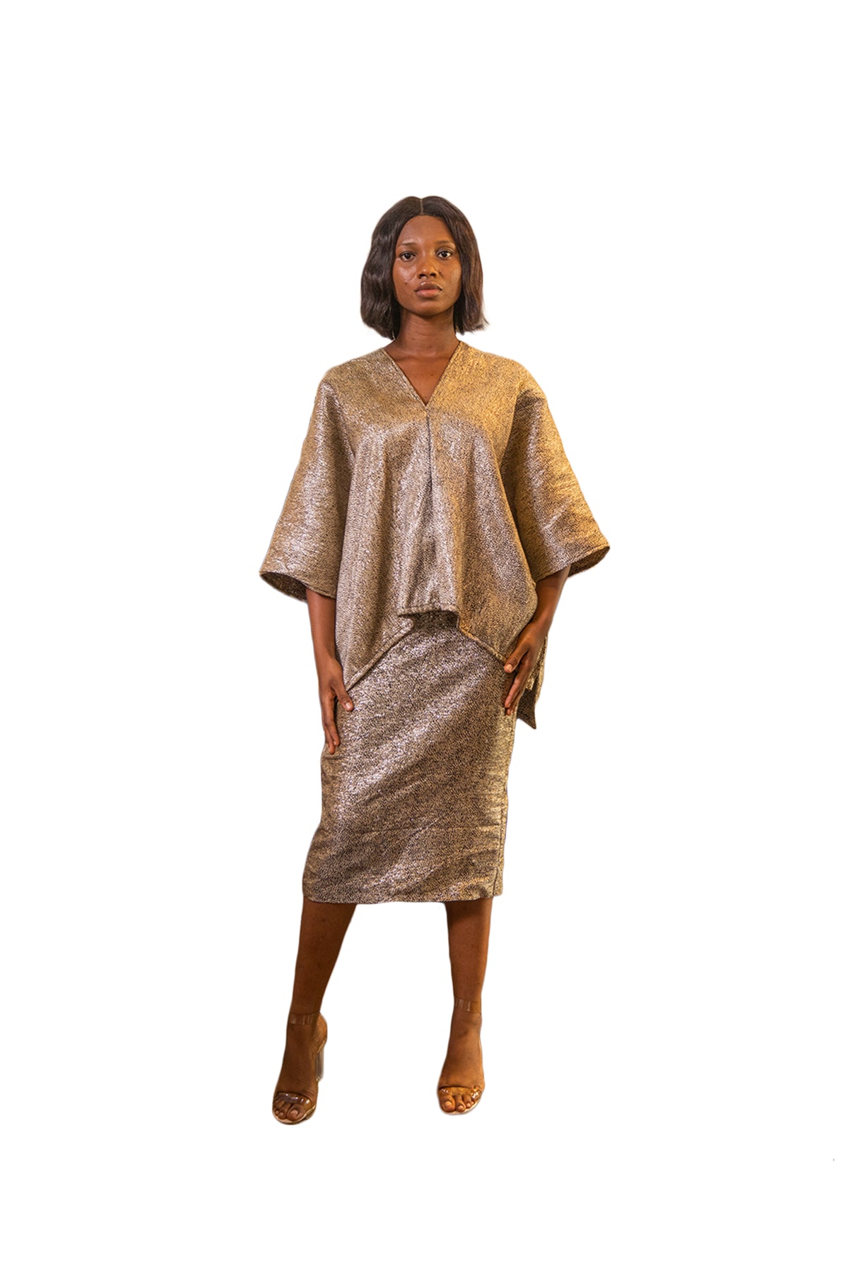 Damask v neck top and skirt