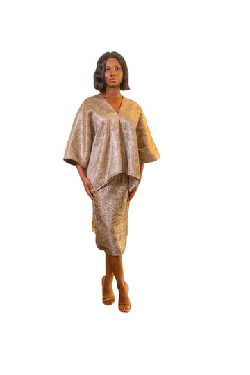 Damask v neck top and skirt