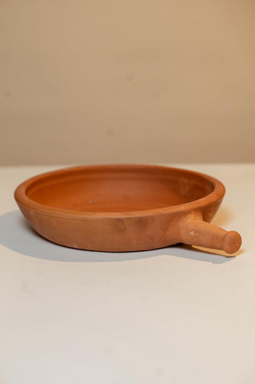 Handcrafted Terracotta Clay Skillet Pan with Handle