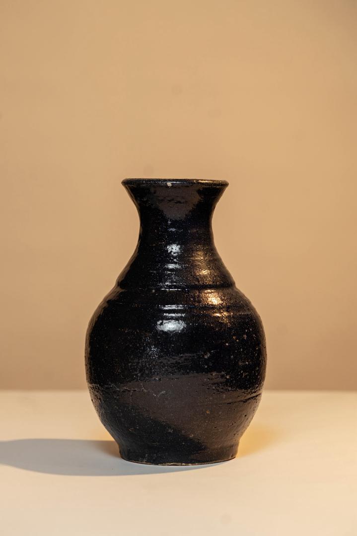 Handcrafted Floral Ceramic Vase Set in Deep Blue and Forest Green